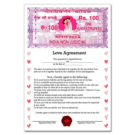 exciting Lives Love Contract Agreement - Certificate Gift for ...