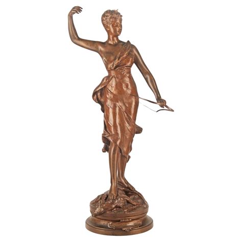 Auguste Joseph Peiffer, Cast Bronze Classical Sculpture of a Diana the ...