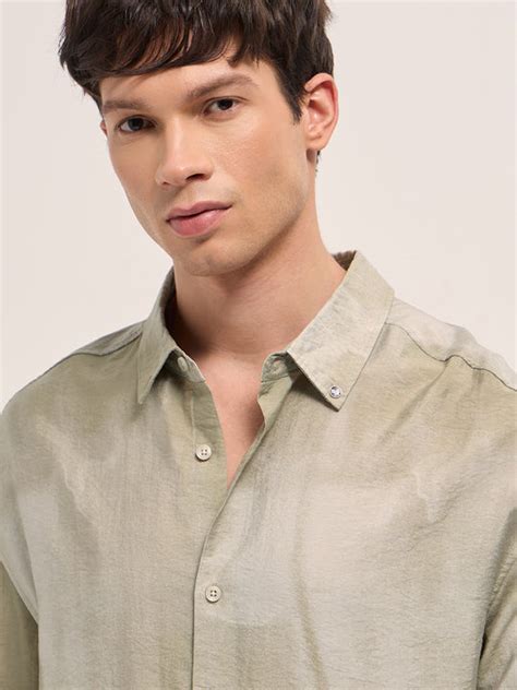 Shop Cream Abstract Print Crinkled Textured Relaxed Fit Casual Shirt ...