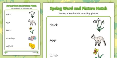 Spring Word and Picture Match Activity - Twinkl - KS1