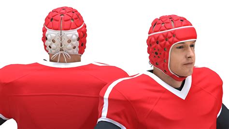 Uniform Football Player with Rugby Helmet Headguard Rigged for Maya 3D ...