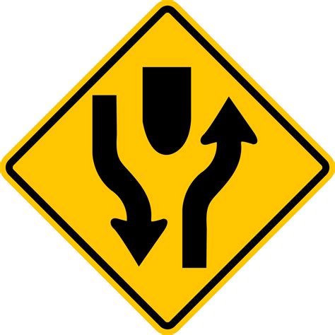 Sign for the beginning of a divided highway. The beginning of the road ...