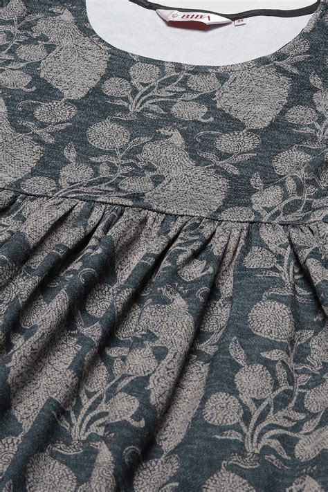 Charcoal Flared Printed Dress