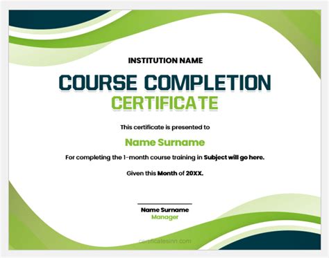 Image result for Course Completion Certificate Model