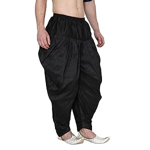 Royal Kurta Men's Silk Blend Patiala Salwar Alladin Pant's (Black ...