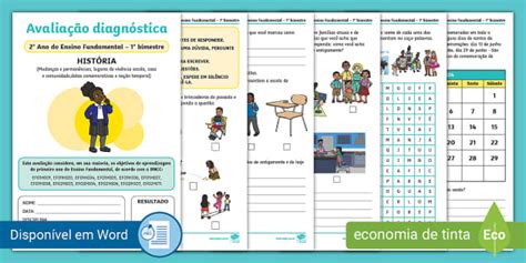 Avaliação diagnóstica de história - 2º ano EF (1º bimestre)