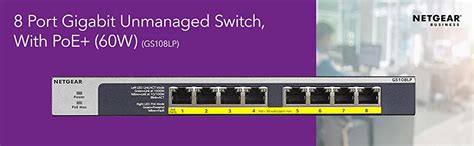 NETGEAR 8-Port Gigabit Ethernet Unmanaged PoE Switch (GS108LP) - with 8 ...