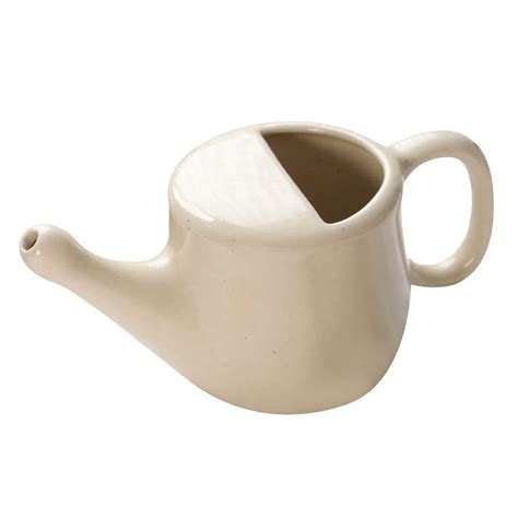 Leak Proof Durable Ceramic Jala Neti Pot with Nostril Plugging Support ...
