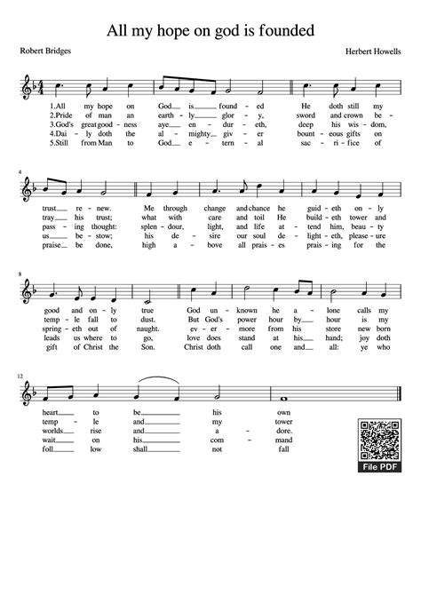[Sheet] All my hope on god is founded Piano PDF, hợp âm Piano, mp4/midi