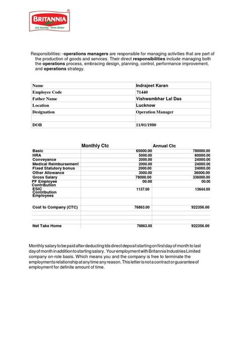 Britannia Industries — got offer letter form britannia but asking money ...