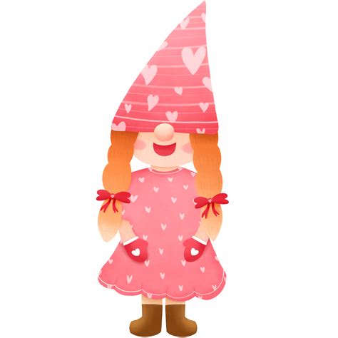 main tiré mignonne femelle gnome pour la Saint-Valentin journée ,png illustration . 36121953 PNG