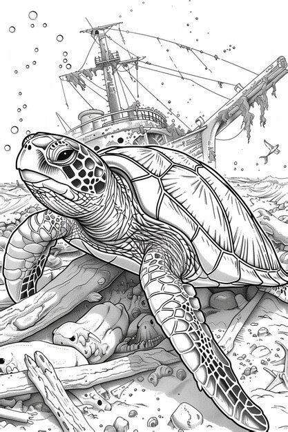 Sea turtle swimming around sunken ship remains deep sea stories ...