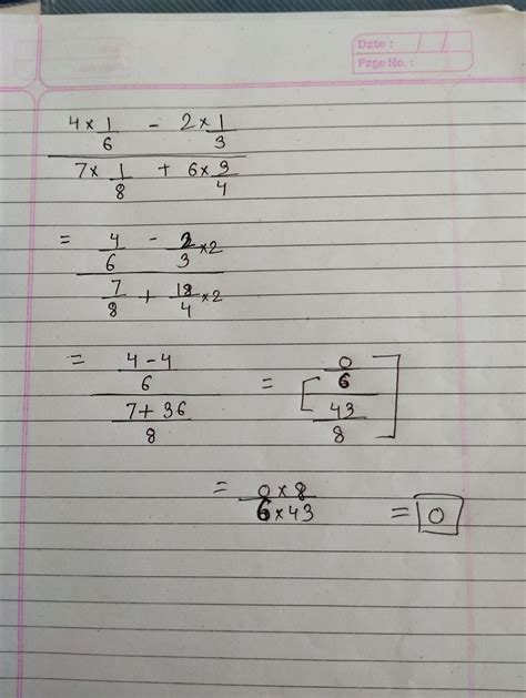 simplify the following [tex] \frac{4 \times \frac{1}{6} - 2 \times ...