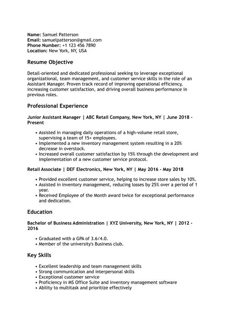 Image result for Assistant Manager Resume Examples