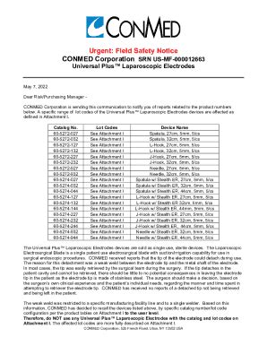 Fillable Online Field Safety Notice - CONMED Corporation SRN US-MF ...