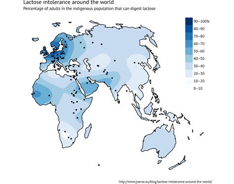 Percentage Of Lactose Intolerance In The World