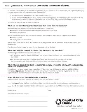 Fillable Online An overdraft occurs when you do not have enough money ...