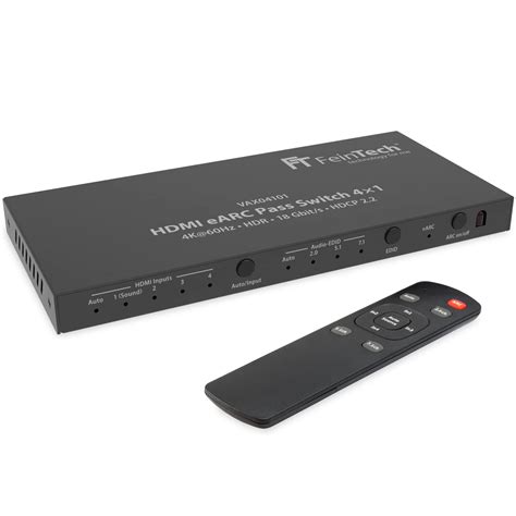 FeinTech VAX04101A HDMI eARC Pass Switch 4x1 - HDMI Audio Extractor for ...