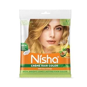 Nisha Golden Blonde 8.1 Permanent Cream Hair Color 20gm Colourant ...