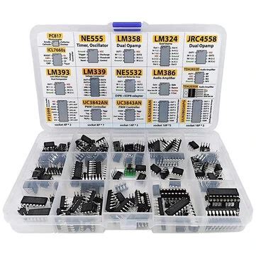150 pcs ic chip assortment kit opamps oscillator pwm ne555 lm358 lm324 ...