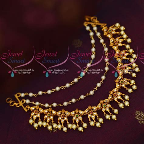 EC18952 Antique Matte Gold Plated Multi Layer Pearl Mattal Latest Hair ...