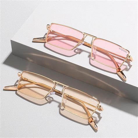 Buy Rebel Edition Gold Pink Rectangle Sunglasses - Luxurious Style and ...