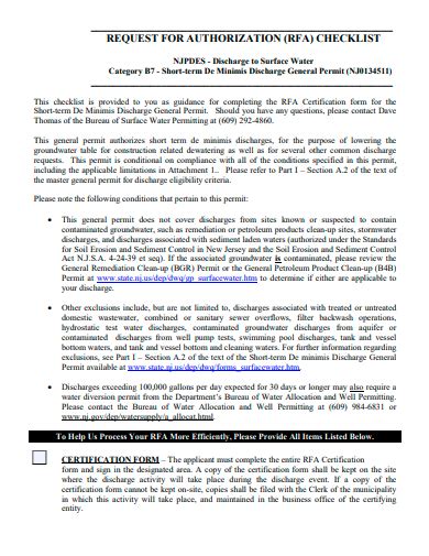 Project Authorization Checklist 的图像结果