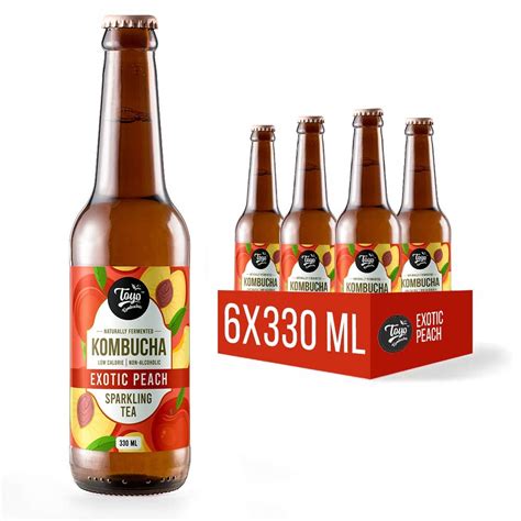 Toyo Kombucha -Sparkling Fermented Probiotic Tea | Exotic Peach | Gut ...