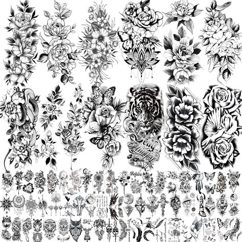 Buy 72 Sheets Temporary Tattoos for Women, Including 12 Sheets Large ...