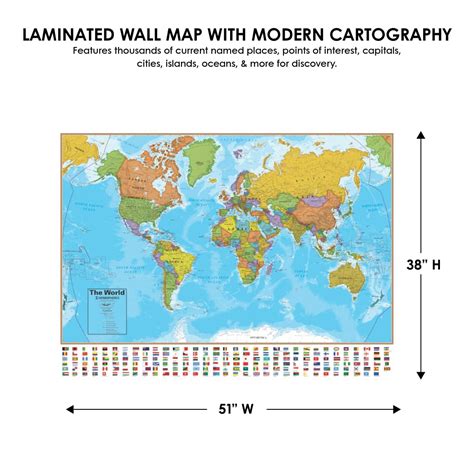Buy Waypoint Geographic Blue Ocean Series World Wall Map, Laminated ...