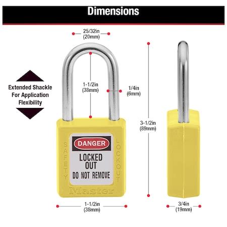 Master Lock Zenex Thermoplastic Safety Padlock, 1-1/2 in Wide with 1-1/ ...