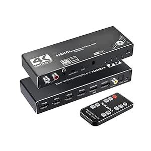 4K 4x2 Switcher Splitter 4 Input 2 Output Switch with ARC R/L 3.5mm Aux ...