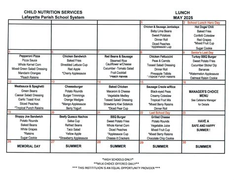 Breakfast & Lunch Menus | Child Nutrition