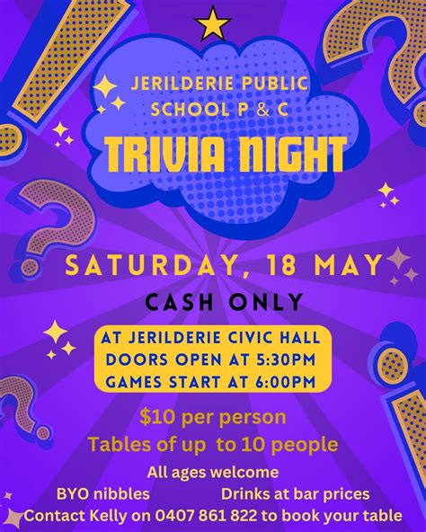 Jerilderie Public School P&C Trivia night, Jerilderie Civic Hall ...