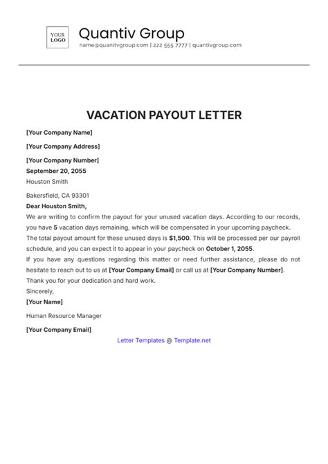 Free Vacation Letter Templates, Editable and Printable