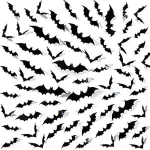 Buy Ivenf Halloween Decorations Bat Wall Decals Stickers Decor, 144 ...