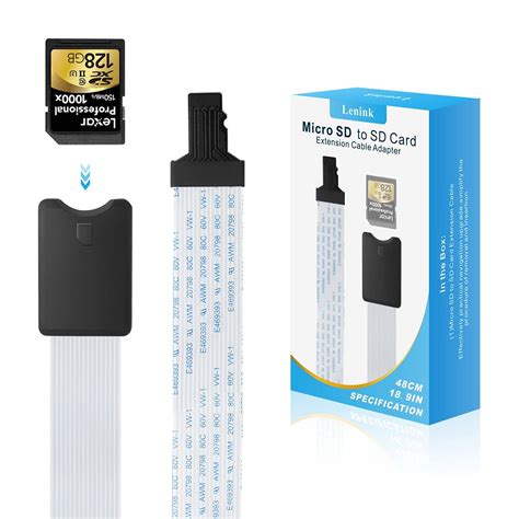 Micro SD TO SD Card Extension Cable Adapter Flexible Extender SD/RS-MMC ...