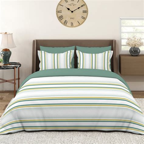 Buy LAYERS Durathread Cotton 225TC Striped 3Pcs Super King Bedsheet Set ...