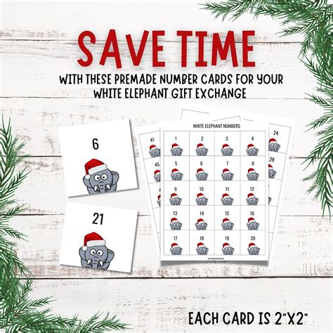White Elephant Gift Exchange Printable Numbers | Editable Download for ...