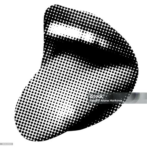 Retro Halftone Mouth Mouth With Tongue Hanging Out Lips With Halftone Texture Stock Illustration ...