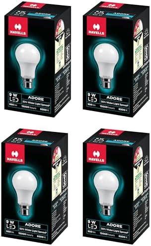Buy Havells LHLDEUEEML8R009 9W LED Bulb (White, B22, Pack of 4) Online ...