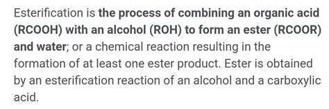 a) Define "Esterification"b) Write any three uses of ethanol. - Brainly.in