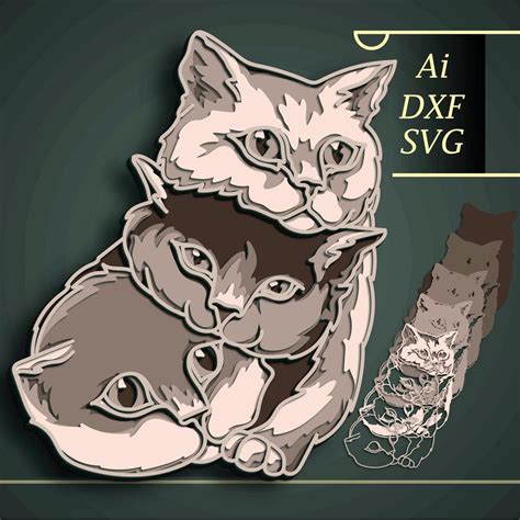 Buy 3D Cats SVG/ Multilayer Cut File, Cricut&glowforge, Shadow Box, CNC ...