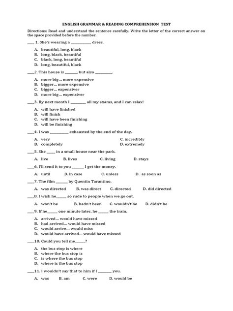 Image result for English Grammar Level Test