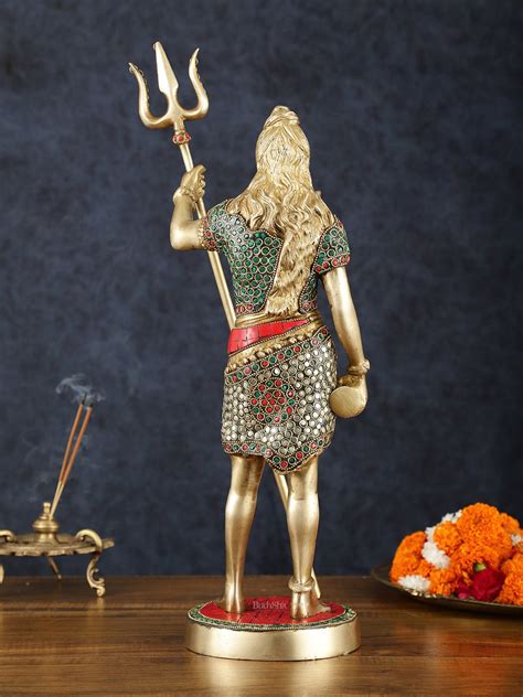 Brass lord Shiva standing Statue with Damru and Trishul – 18" Height ...