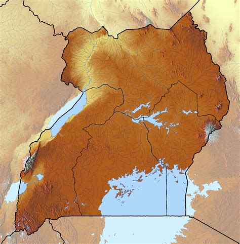Large relief map of Uganda | Uganda | Africa | Mapsland | Maps of the World