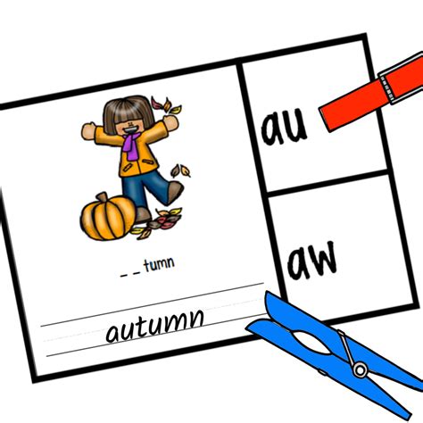 AU and AW words - Free Printable Clip Card Activities