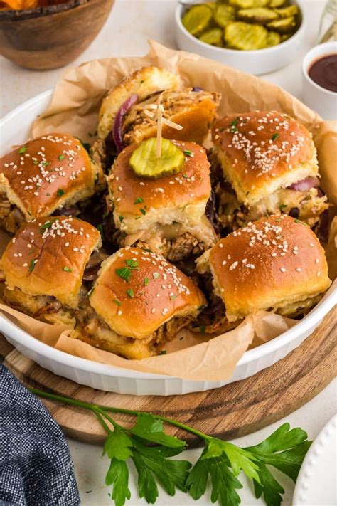 Easy BBQ Chicken Sliders Recipe • The Fresh Cooky