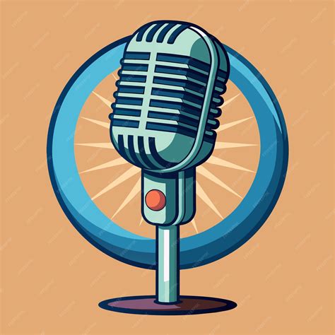 Premium Vector | A picture of a microphone and a circle with the sun shining through it