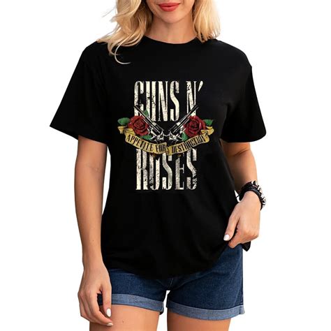 NDESTM Women's Vintage Guns N' Roses T-Shirt, Rock Band Graphic Tee ...